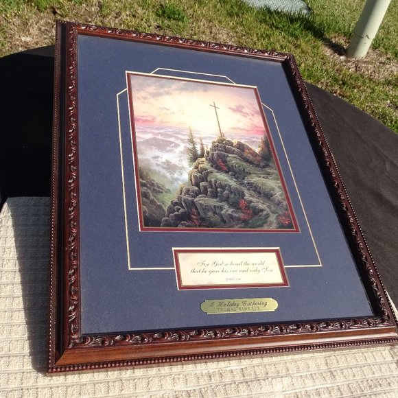Thomas Kinkade - Sunrise Cross John 3:16 Framed Print - Picture 1 of 5